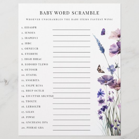 Dubbelzijdig baby shower spel flyer (Achterkant)