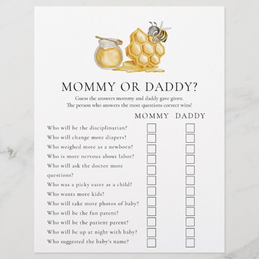 Dubbelzijdig baby shower spel flyer (Voorkant)