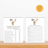 Dubbelzijdig baby shower spel flyer