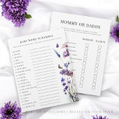 Dubbelzijdig baby shower spel flyer