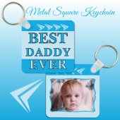 Dubbelzijdig beste papa ooit foto blauw sleutelhanger