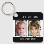 Dubbelzijdig beste papa voeg naam toe 4 foto zwart sleutelhanger (Voorkant)