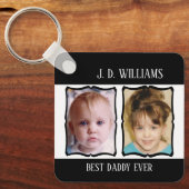 Dubbelzijdig beste papa voeg naam toe 4 foto zwart sleutelhanger (Voorkant)