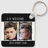 Dubbelzijdig beste papa voeg naam toe 4 foto zwart sleutelhanger (Achterkant)