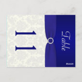 Dubbelzijdig Blauw en Ivoor Damast Tafelnummer (Achterkant)