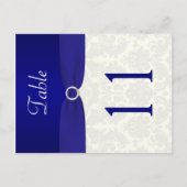 Dubbelzijdig Blauw en Ivoor Damast Tafelnummer (Voorkant)