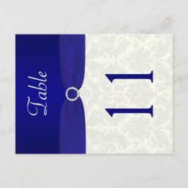 Dubbelzijdig Blauw en Ivoor Damast Tafelnummer