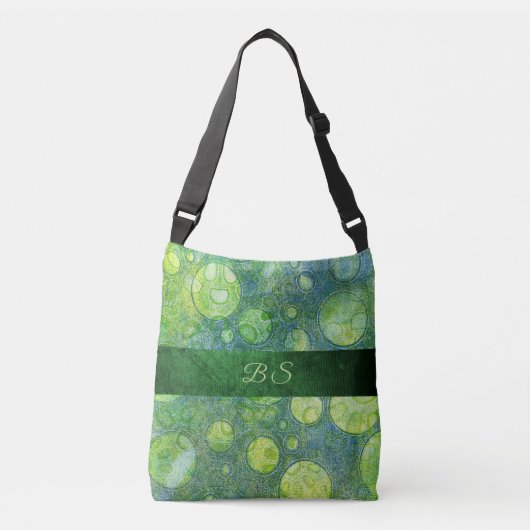 Dubbelzijdig blauw groen abstract veelkleurig crossbody tas (Voorkant)