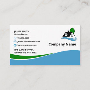 Dubbelzijdig blauw/groen onroerend goed visitekaartje