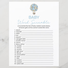 Dubbelzijdig blauw hete luchtballon Baby shower sp