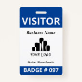 Dubbelzijdig blauw wit bezoeker Logo Sjabloon Badge (Achterkant)