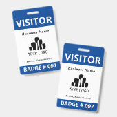 Dubbelzijdig blauw-wit sjabloon voor bezoekerlogo badge (Voor- en achterkant)