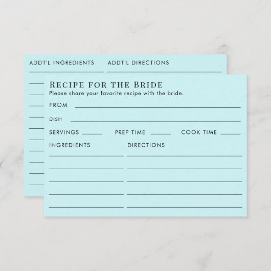 Dubbelzijdig Blauwgroen lichtblauw Vrijgezellenfee Informatiekaartje (Voorkant / Achterkant)