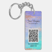 Dubbelzijdig Blauwgroen Paars acryl QR-code Sleutelhanger (Voorkant Links)