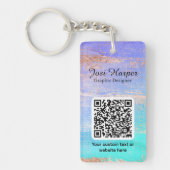 Dubbelzijdig Blauwgroen Paars acryl QR-code Sleutelhanger (Voorkant)