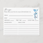 Dubbelzijdig Blue Martini Recept Vrijgezellenfeest Informatiekaartje (Voorkant)