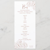 Dubbelzijdig Blush Pink Boho Bloemen Huwelijk Drin Menu (Achterkant)