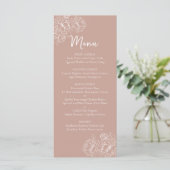Dubbelzijdig Blush Pink Boho Bloemen Huwelijk Drin Menu (Staand voorkant)
