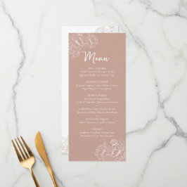 Dubbelzijdig Blush Pink Boho Bloemen Huwelijk Drin Menu