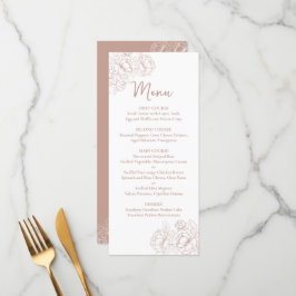 Dubbelzijdig Blush Pink Boho Bloemen Huwelijk Drin Menu