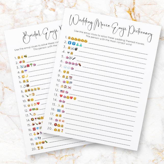 Dubbelzijdig bruiloft emoji pictionary spel (Creator heeft geüpload)