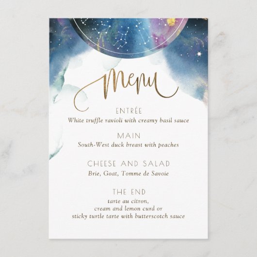Dubbelzijdig, chique hemelse thema Waterverf Menu (Voorkant)