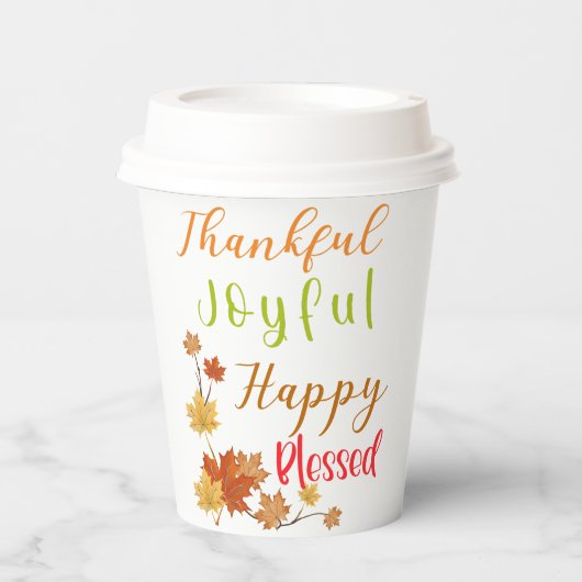 Dubbelzijdig dankbare vreugdevolle gelukkige gezeg papieren bekers (Voorkant)