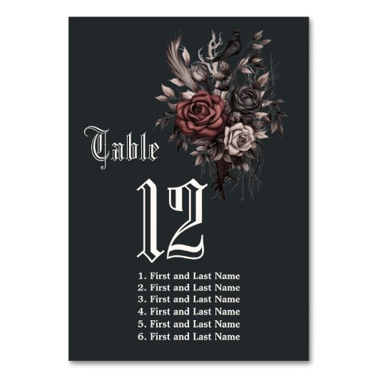 Dubbelzijdig donker gotisch rozenhout bloemenraaf kaart (Achterkant)