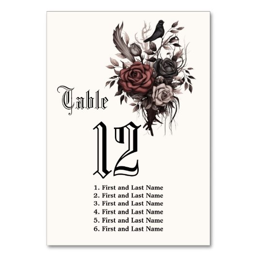 Dubbelzijdig donker gotisch rozenhout bloemenraaf kaart (Voorkant)