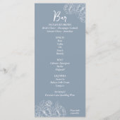 Dubbelzijdig Dusty Blue Boho Floral Wedding Drink+ Menu (Achterkant)