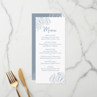 Dubbelzijdig Dusty Blue Boho Floral Wedding Drink+ Menu