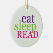 Dubbelzijdig eten, slapen, LEES - Retro Keramisch Ornament (Rechts)