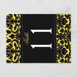 Dubbelzijdig geel en zwart damast tafelnummer