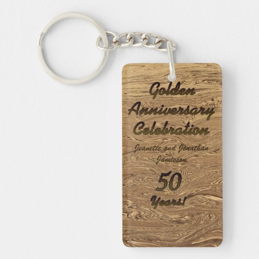 Dubbelzijdig Golden Wedding Jubileum 50th Sleutelhanger (Voorkant)
