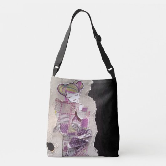 dubbelzijdig gothisch lolita veranderd kunstcollag crossbody tas (Achterkant)