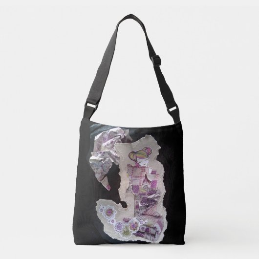dubbelzijdig gothisch lolita veranderd kunstcollag crossbody tas (Voorkant)