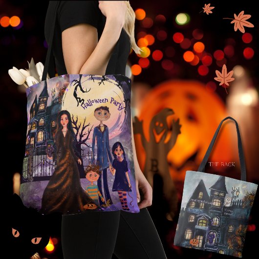 Dubbelzijdig gotisch spookhuis Halloween Tote Bag