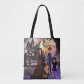 Dubbelzijdig gotisch spookhuis Halloween Tote Bag (Voorkant)