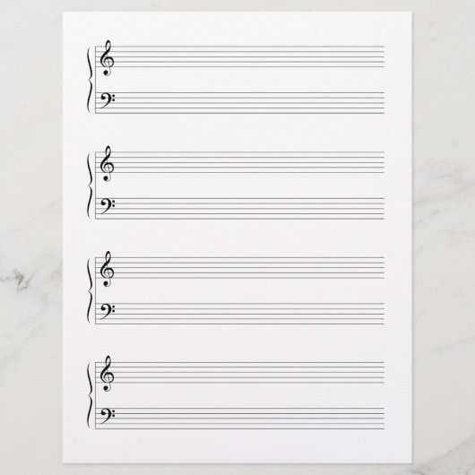 Dubbelzijdig Grand Staffs Muziek Manuscript Papier Briefhoofd (Voorkant)