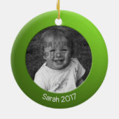 Dubbelzijdig Groen 2 x Aangepaste Foto en Tekst Keramisch Ornament (Achterkant)