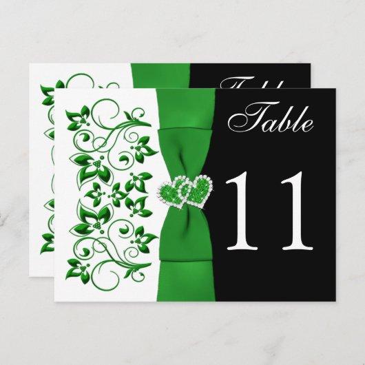 Dubbelzijdig groen, wit, zwart tafelnummer Kaart (Voorkant / Achterkant)