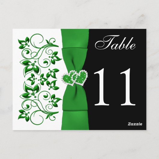 Dubbelzijdig groen, wit, zwart tafelnummer Kaart (Achterkant)
