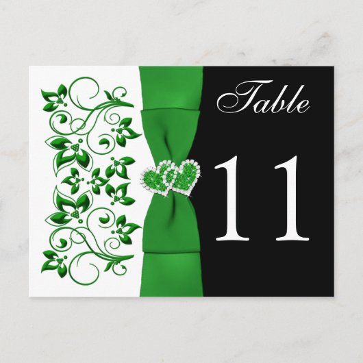 Dubbelzijdig groen, wit, zwart tafelnummer Kaart (Voorkant)