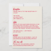 Dubbelzijdig handgeschreven kleurrijke moderne bru kaart (Achterkant)