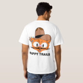 Dubbelzijdig HAPPY TRAILS Cartoon snor kat T-shirt (Achterkant volledig)