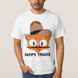 Dubbelzijdig HAPPY TRAILS Cartoon snor kat T-shirt