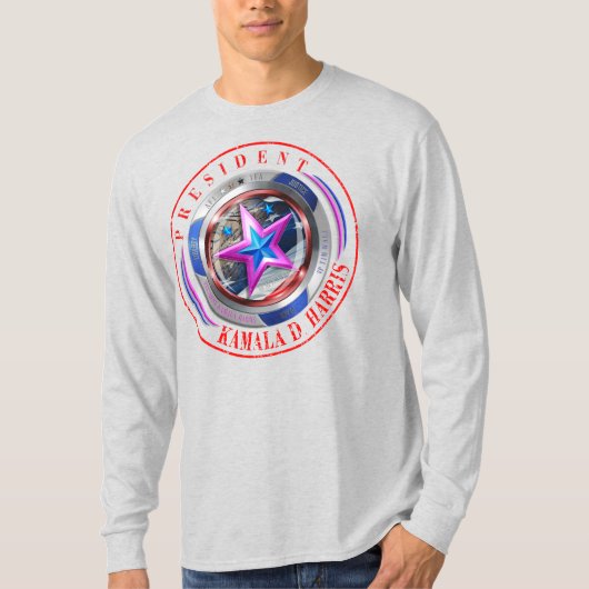 Dubbelzijdig Harris-Walz Wing/Stamp Medaillon T-shirt (Voorkant)