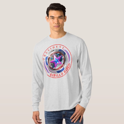 Dubbelzijdig Harris-Walz Wing/Stamp Medaillon T-shirt (Voorkant volledig)