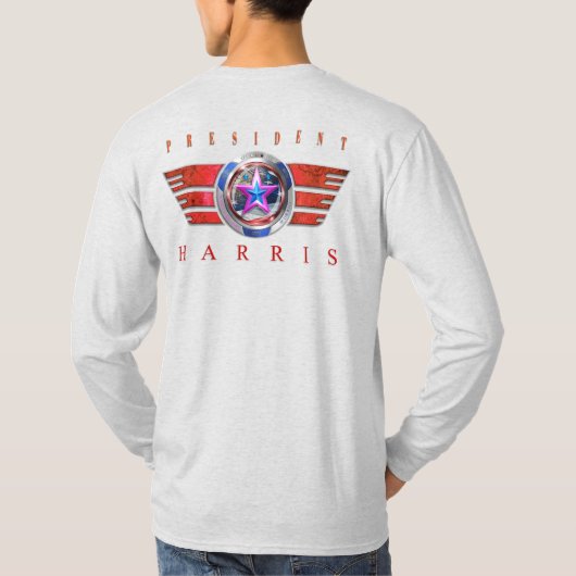 Dubbelzijdig Harris-Walz Wing/Stamp Medaillon T-shirt (Achterkant)