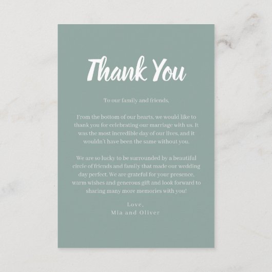 Dubbelzijdig huwelijk - Hartelijk dank voor uw kaa Bedankkaart (Achterkant)